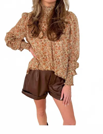 Keepsake Wildflower Chiffon Top In Brown