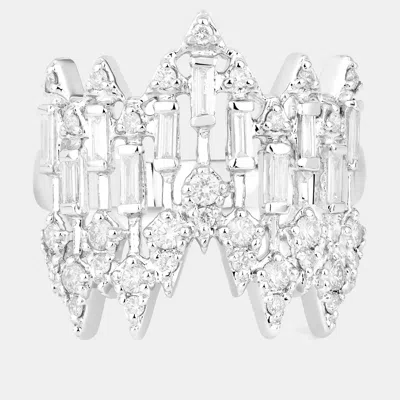 Pre-owned Keesh Jewels 0.51 Cts Diamond 14k White Gold Bridal Ring Us Size 7