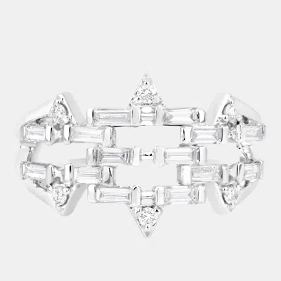 Pre-owned Keesh Jewels 0.51 Cts Diamond 14k White Gold Bridal Ring Us Size 7