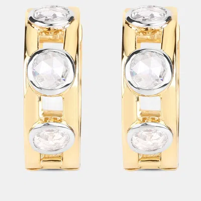 Pre-owned Keesh Jewels 0.69 Cts Diamond 14k Yellow Gold Hoop Earrings