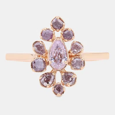 Pre-owned Keesh Jewels 0.89 Cts Pink Diamond And White Diamond 18k Rose Gold Bridal Ring Us Size 7