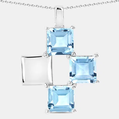 Pre-owned Keesh Jewels 2.75 Cts Aquamarine 14k White Gold Quad Pendant