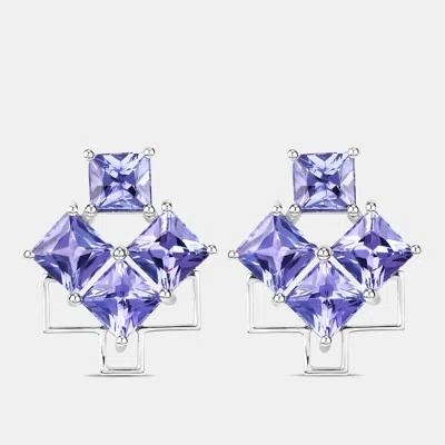 Pre-owned Keesh Jewels 5.02 Cts Tanzanite 14k White Gold Quad Earrings