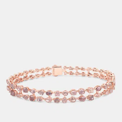 Pre-owned Keesh Jewels 7.26 Cts Pink Diamond 18k Rose Gold Tennis Bracelet