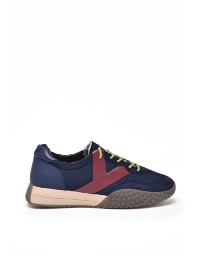 Keh-noo Blue Leather Patchwork Sneakers In Multi