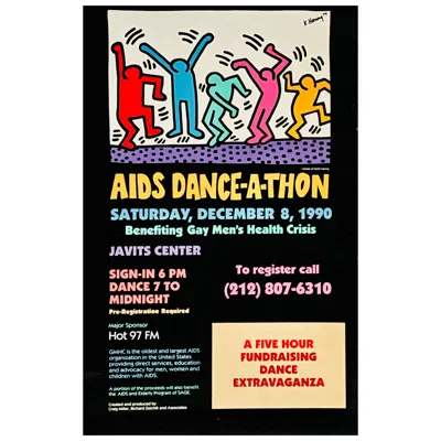 Pre-owned Keith Haring Activist Poster 1990 ( Aids Dance-a-thon) In Sand