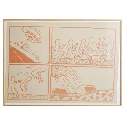 Pre-owned Keith Haring Early "blueprint Drawing" American Contemporary Pop Art By , 1981 In Brown