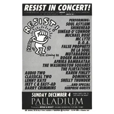 Pre-owned Keith Haring Resist In Concert 1988 'announcement' In Gray