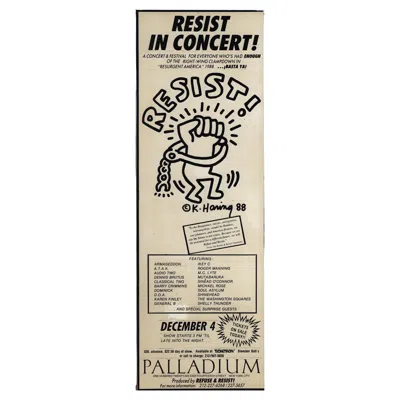 Pre-owned Keith Haring Resist In Concert 1988 'announcement' In Sand