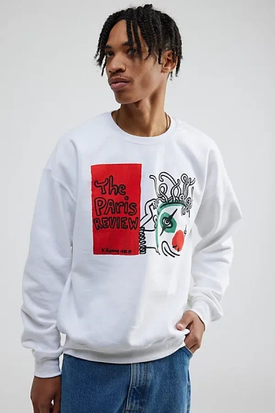 Keith Haring The Paris Review Crew Neck Sweatshirt In White, Men's At Urban Outfitters