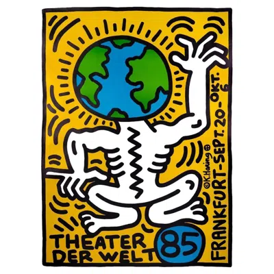 Pre-owned Keith Haring , Theater Der Welt Frankfurt Original Vintage Poster In Yellow