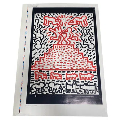 Pre-owned Keith Haring Vintage Large Nyc Pop Shop Te Neues Art Lithograph Poster Pyramid In Gray