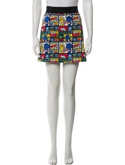 Pre-owned Keith Haring X Alice + Olivia Printed Mini Skirt In Blue