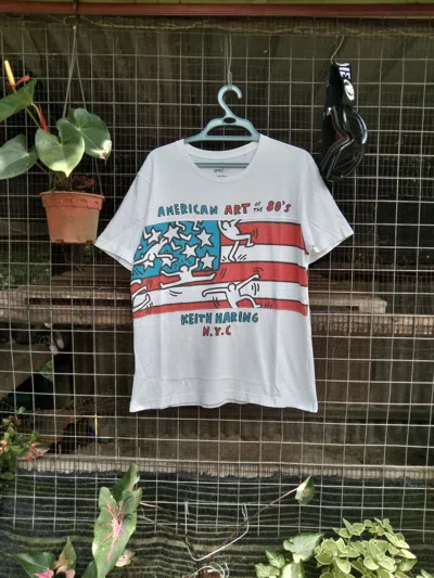 Pre-owned Keith Haring X Uniqlo Keith Haring American Art Of The 80's T-shirt In White
