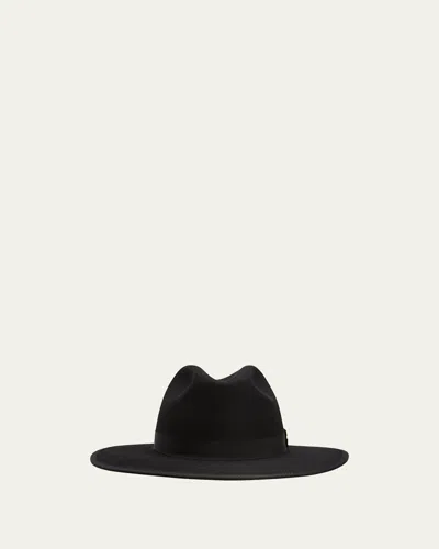 Keith James Men's Queen Red-brim Wool Fedora Hat In Black
