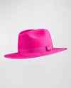 Keith James Men's Queen Red-brim Wool Fedora Hat In Hot Pink