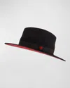 Keith James Men's Queen Red-brim Wool Fedora Hat In Jet Black