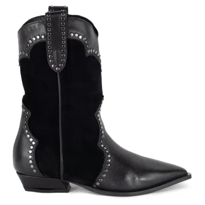 Keith Scarrott Shoes Women's Arzano Black Suede Cowboy Boot