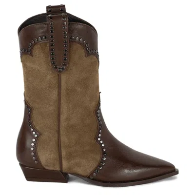 Keith Scarrott Shoes Women's Arzano Brown Suede Cowboy Boot