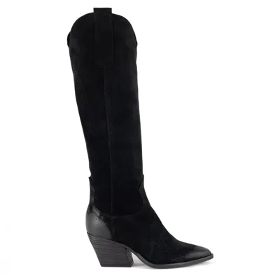 Keith Scarrott Shoes Women's Astroni Black Suede Cowboy Boot