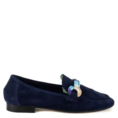 Keith Scarrott Shoes Women's Blue Goro Navy Snaffle Loafer