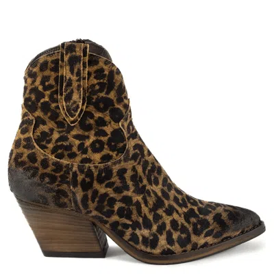 Keith Scarrott Shoes Women's Brown Corleone Leopard Suede Ankle Boot