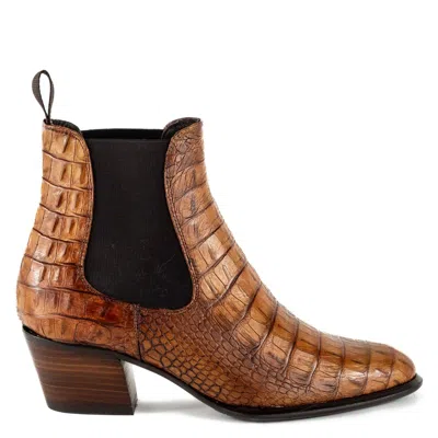 Keith Scarrott Shoes Women's Brown Tuscan Tan Croc Chelsea Boot