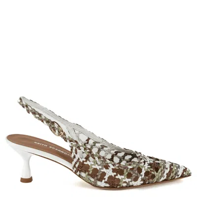 Keith Scarrott Shoes Women's Croci White Woven Kitten Heel