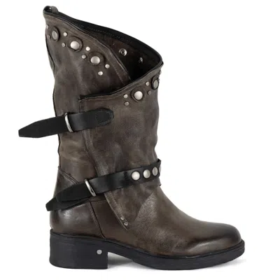 Keith Scarrott Shoes Women's Livia Grey Biker Boot In Gray