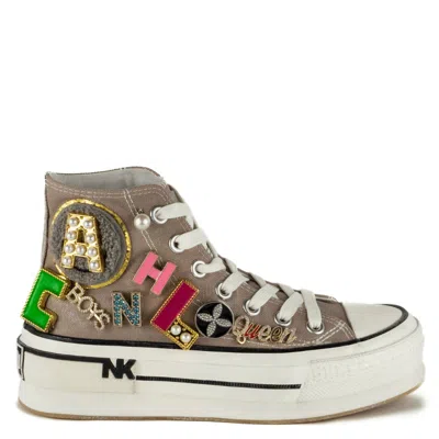 Keith Scarrott Shoes Women's Neutrals Alfabeto Taupe Hi-top In Black/gray