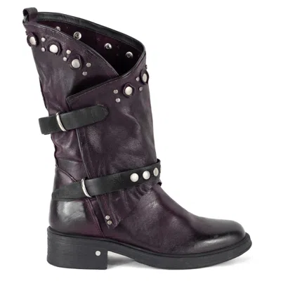 Keith Scarrott Shoes Women's Purple Livia Burgundy Biker Boot