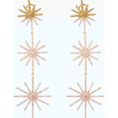 Kellery Celestial Starburst Triple Drop Earrings In Gold