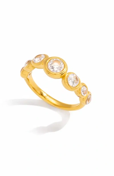 Kellery Cubic Zirconia Bezel Set Stainless Steel Ring In Gold