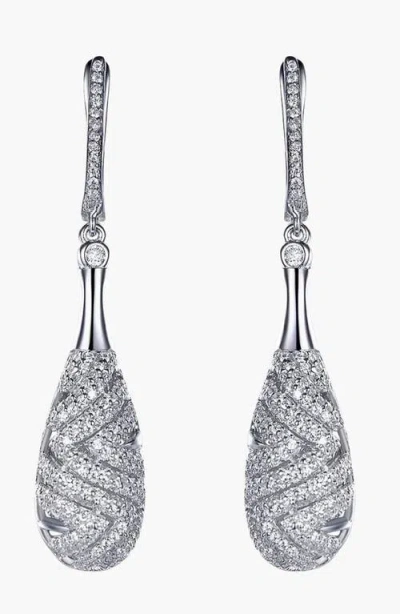 Kellery Ethereal Raindrop Pavé Zirconia Drop Earrings In Silver