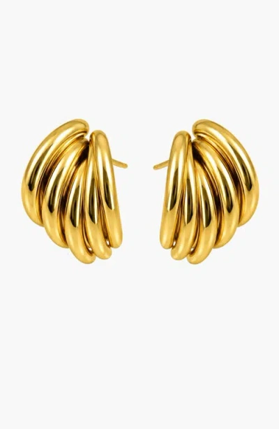 Kellery French Vintage Layered Spiral Stud Earrings In Gold