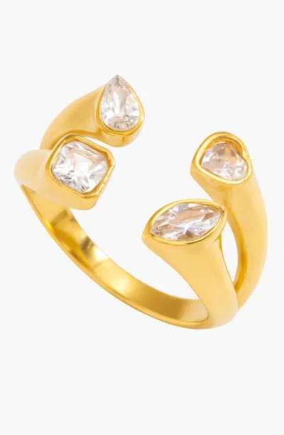 Kellery Gold Tone Cubic Zirconia Open Ring