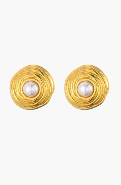 Kellery Lumiere Bloom Pearl Drop Earrings In Gold