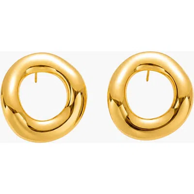 Kellery Round Flow Sculptural Earrings In Gold