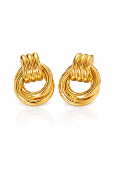Kellery Sculptural Knot Drop Earrings Stainless Steel In Gold