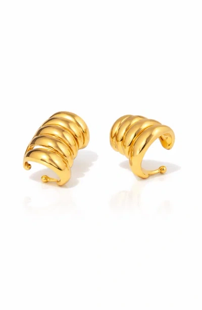 Kellery Sculptural Stainless Steel Ear Cuff Earrings In Gold