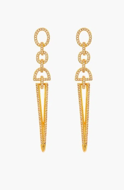 Kellery Stiletto Linear Spike Drop Earrings In Gold