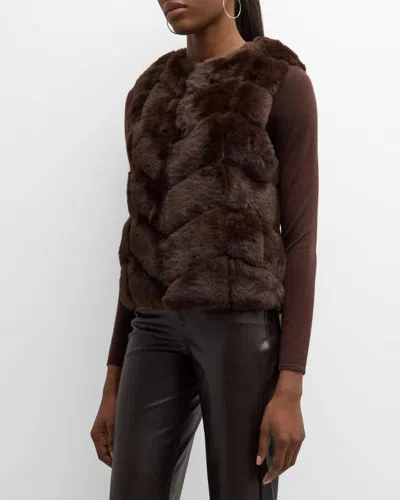 Kelli Kouri Faux Fur Vest In Sable In Blue