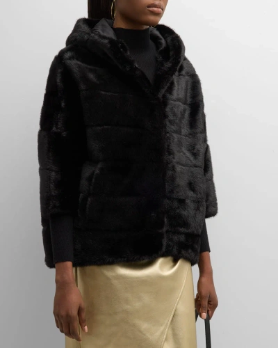 Kelli Kouri Hooded Faux Fur Jacket In Black