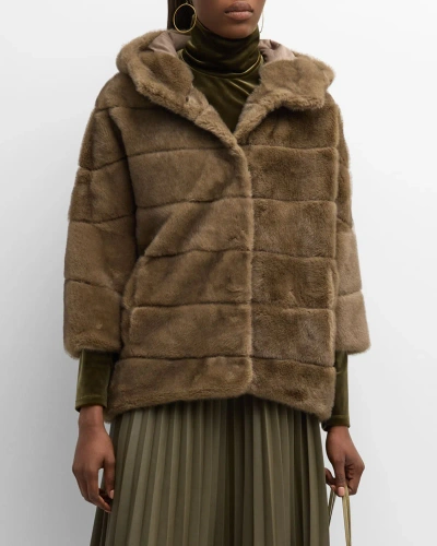Kelli Kouri Hooded Faux Fur Jacket In Mink