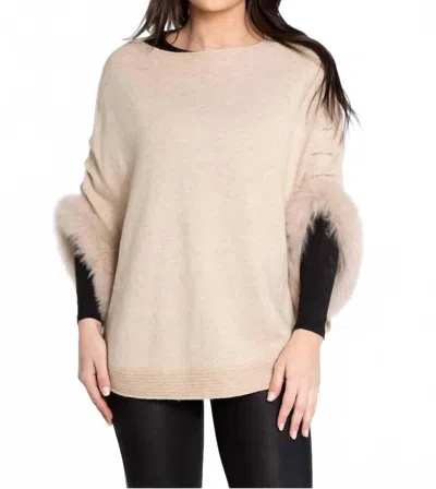 Kelli Kouri Knit Cashmere & Fox Fur Poncho In Camel In Neutral