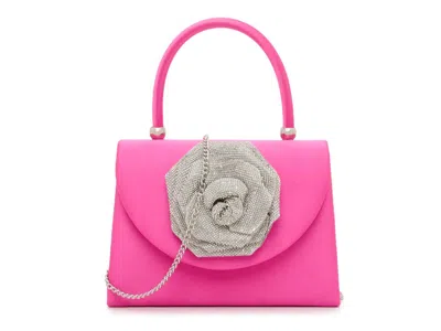 Kelly & Katie 3d Flower Satin Satchel In Pink