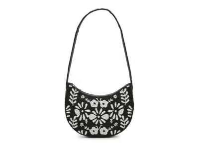 Kelly & Katie Beaded Boho Crescent Satchel In Black