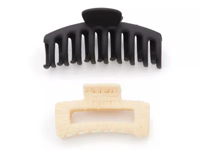 Kelly & Katie Black & Natural Raffia Claw Hair Clip Set 2 Pack In Multi