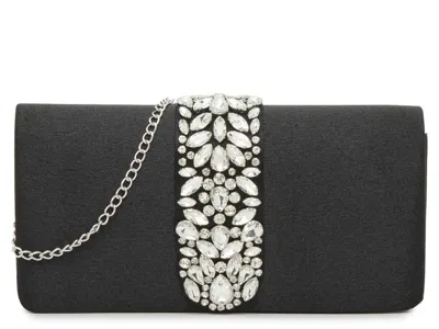 Kelly & Katie Crystal Satin Clutch In Black