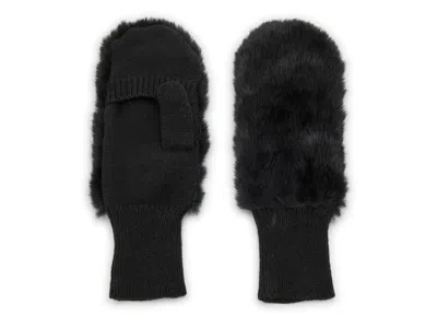 Kelly & Katie Faux Fur Mittens In Black